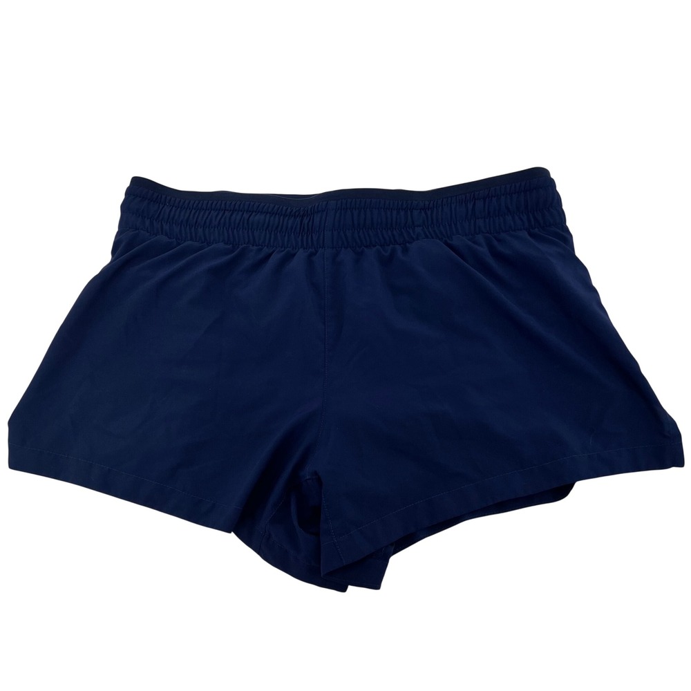 Fabletics Womens Navy Blue Athletic Running Shorts with Liner and Zip Pocket